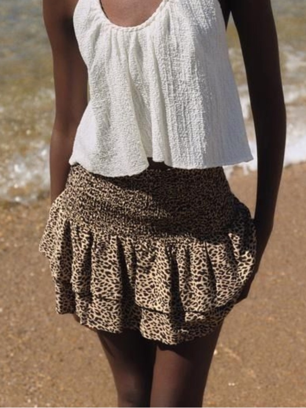 Zara Ruffled Leopard Print Skort, XS